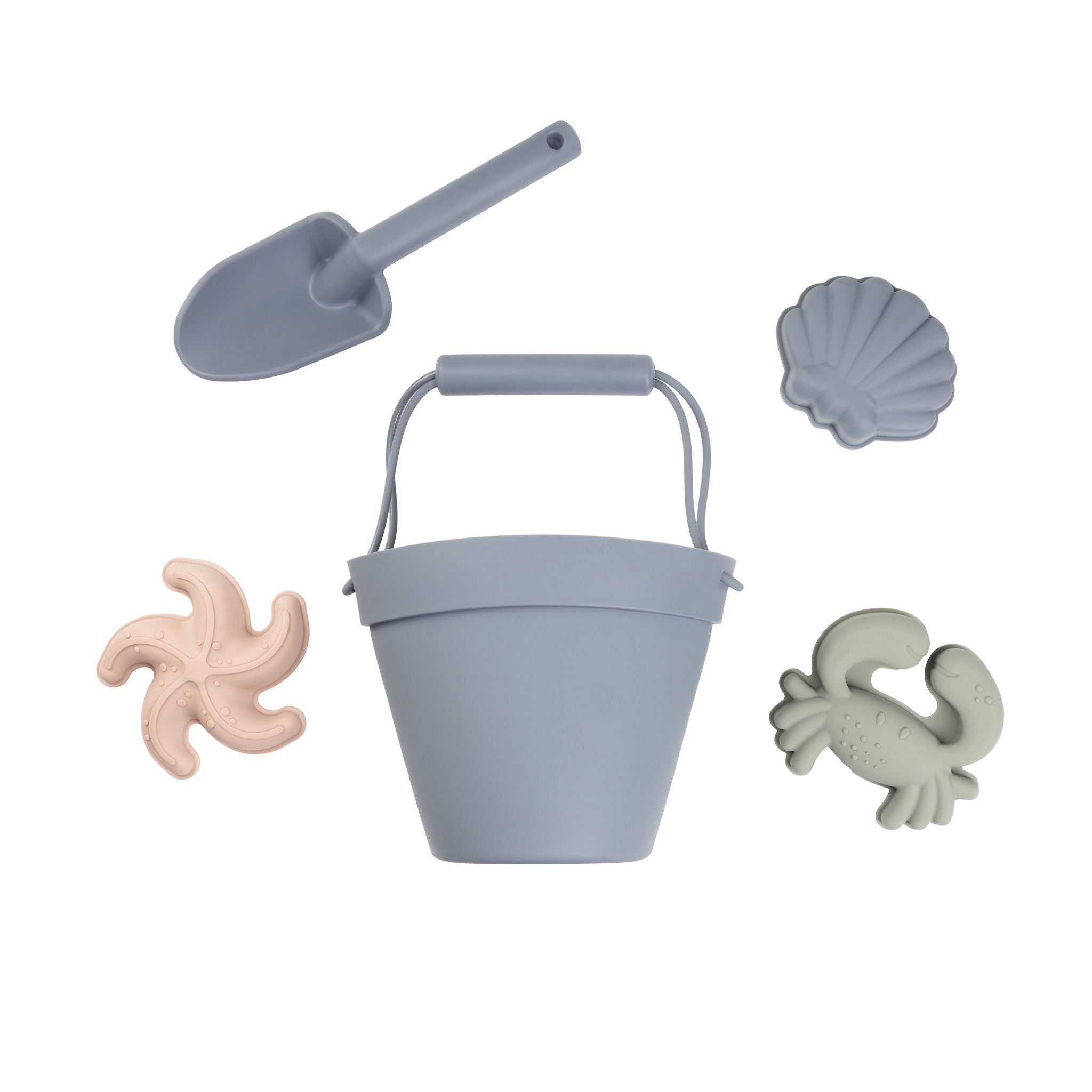 set de balde de silicona azul para niños