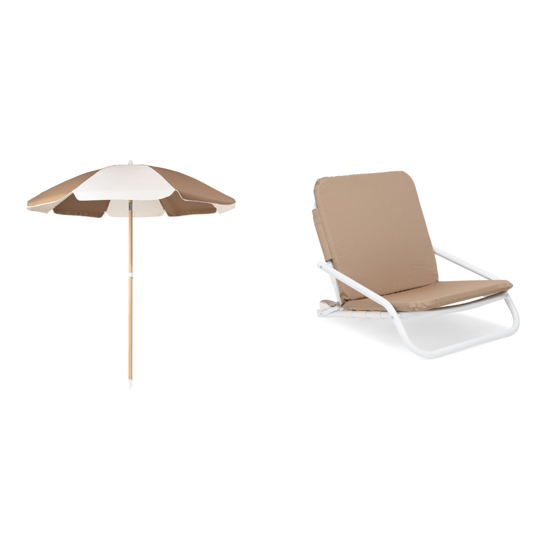 silla y quitasol de playa