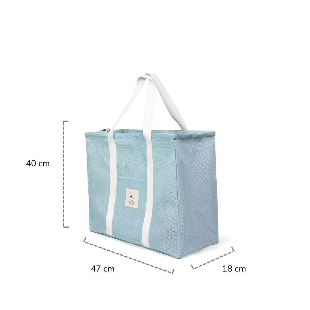 medidas bolso playa malla celeste