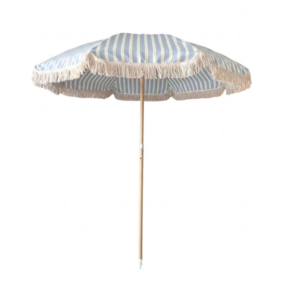 Quitasol de Playa Vintage Celeste Lineas