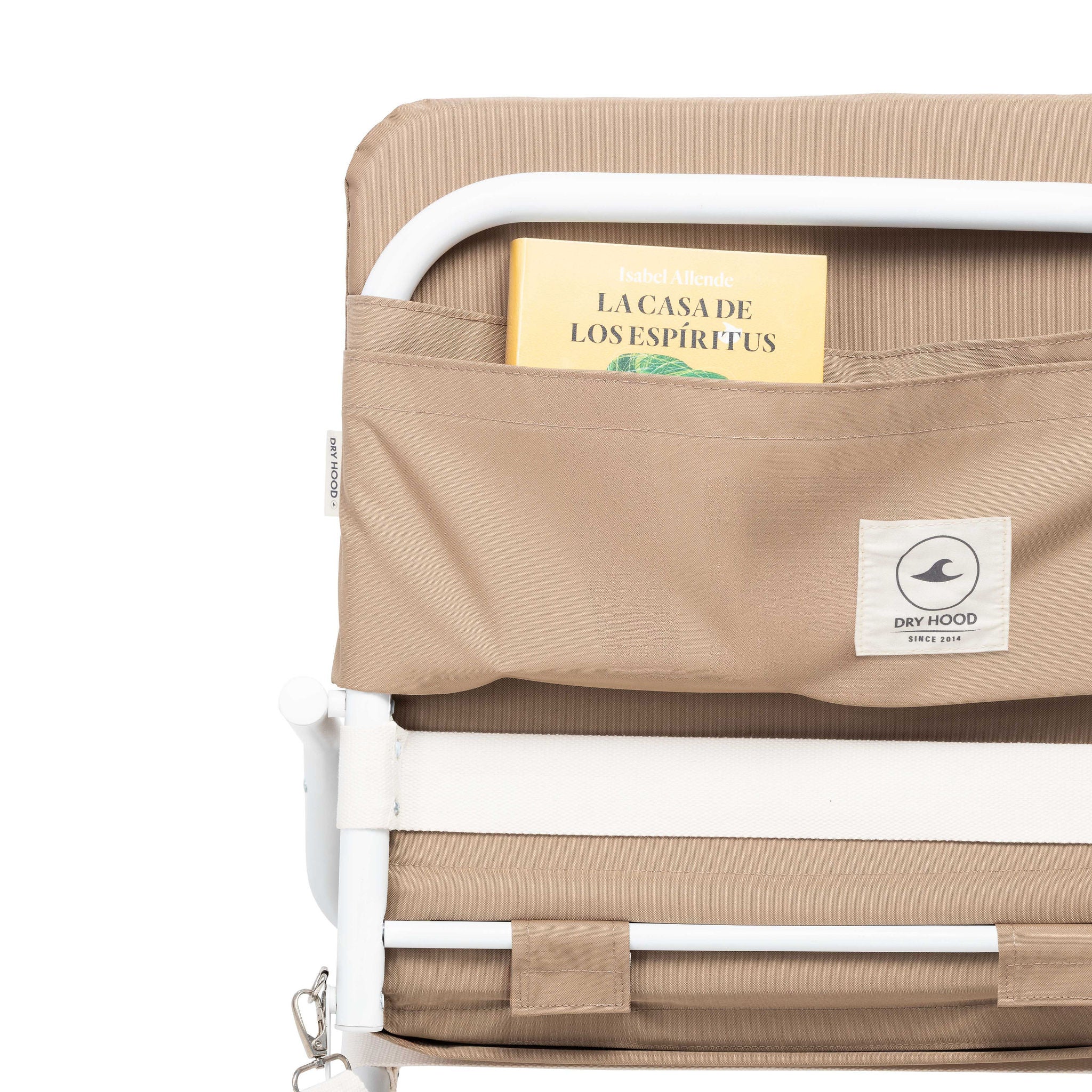 silla baja de playa plegable con bolsillo trasero
