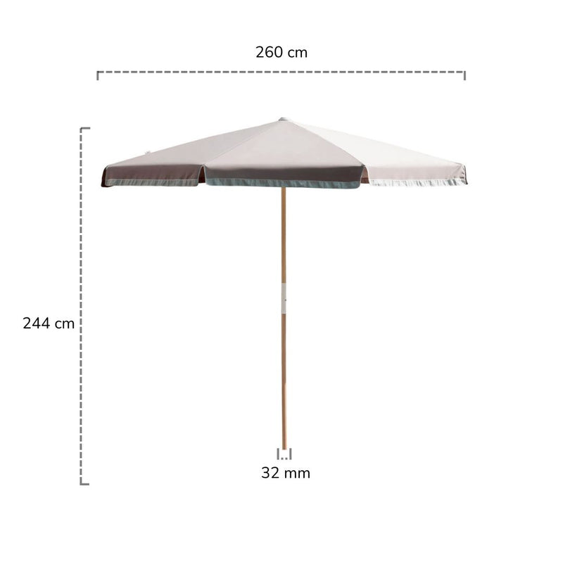 quitasol de patio beige de madera