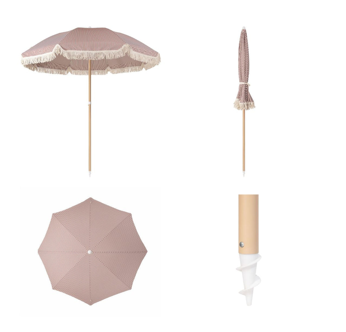 Caracteristicas Quitasol de Playa Vintage Rojo Líneas