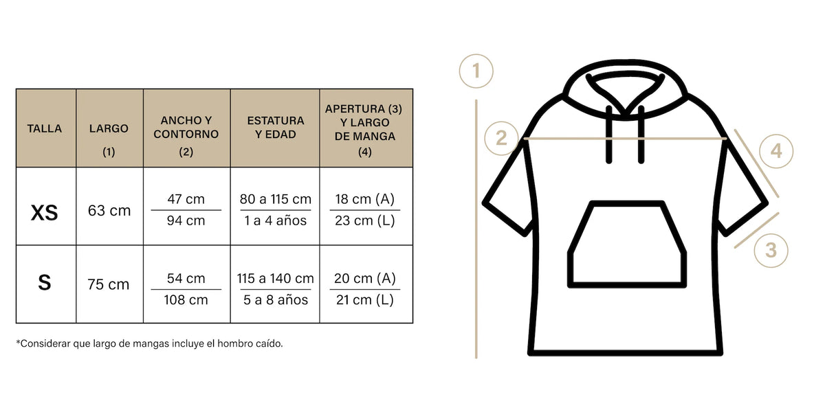 Poncho toalla niños tallas