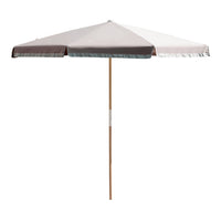 quitasol de terraza beige con blanco