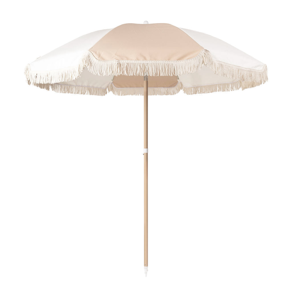 quitasol de playa beige