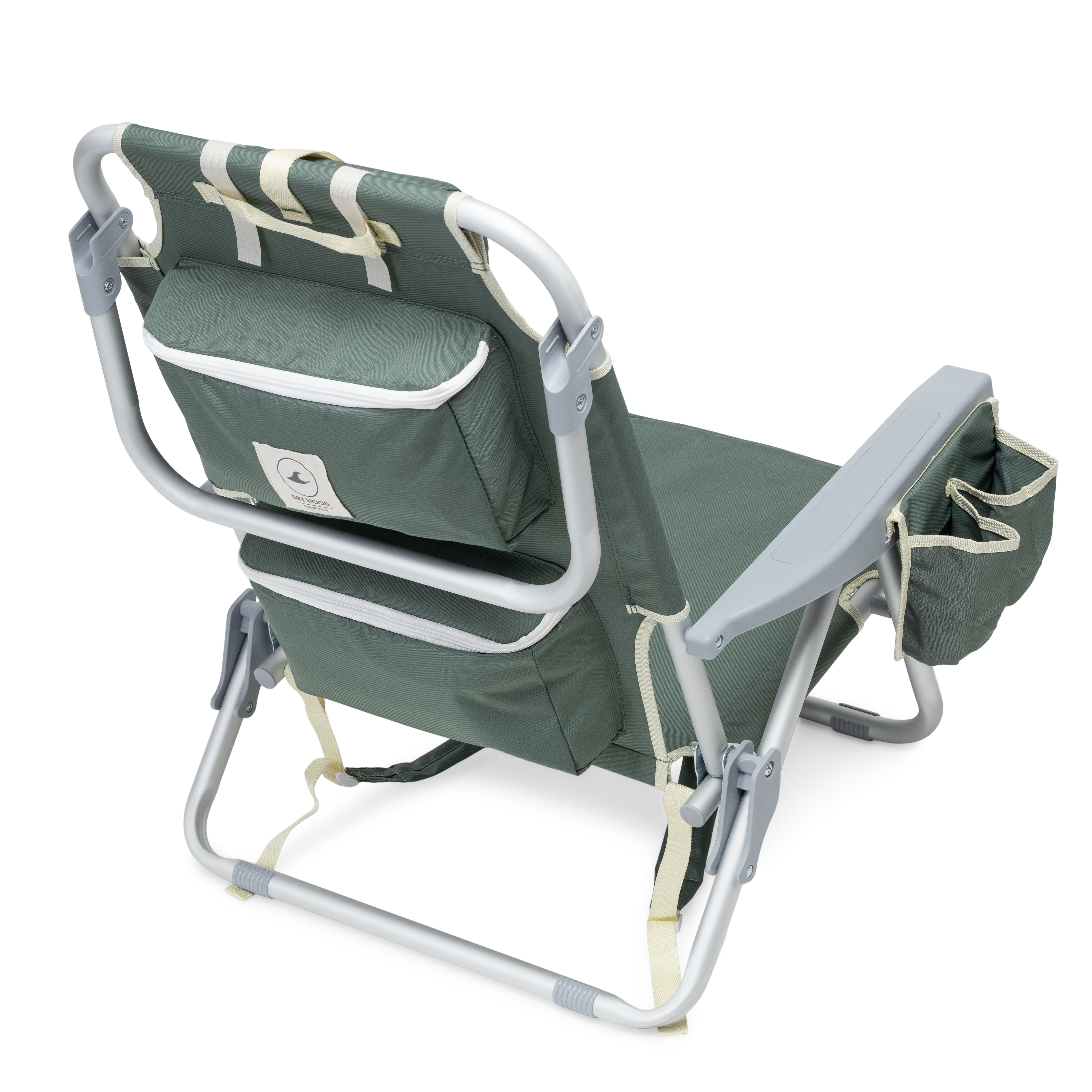 silla de playa plegable con bolsillos traseros