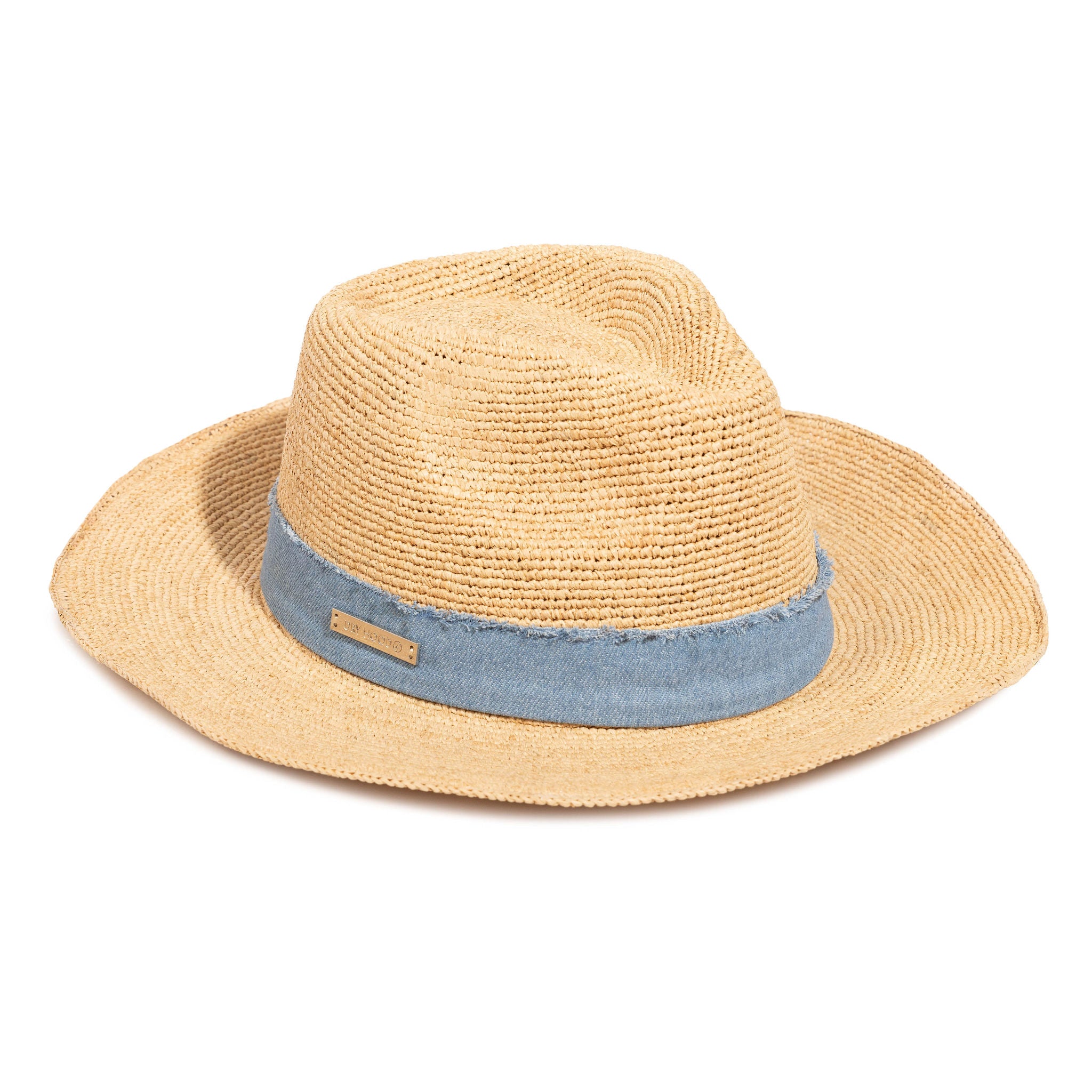 Sombrero de paja azul mujer
