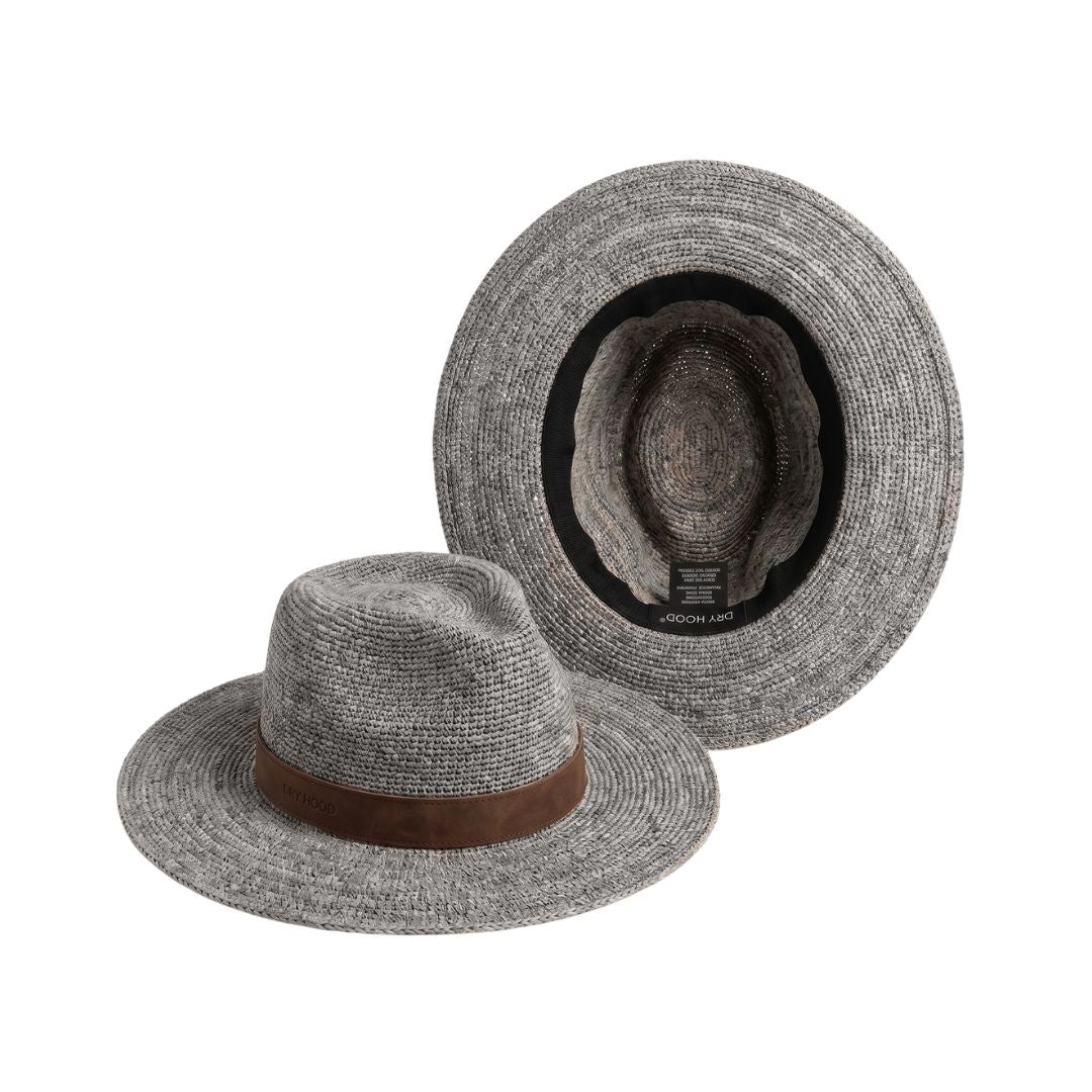 Sombrero Playa Castel Gris de paja con cuero