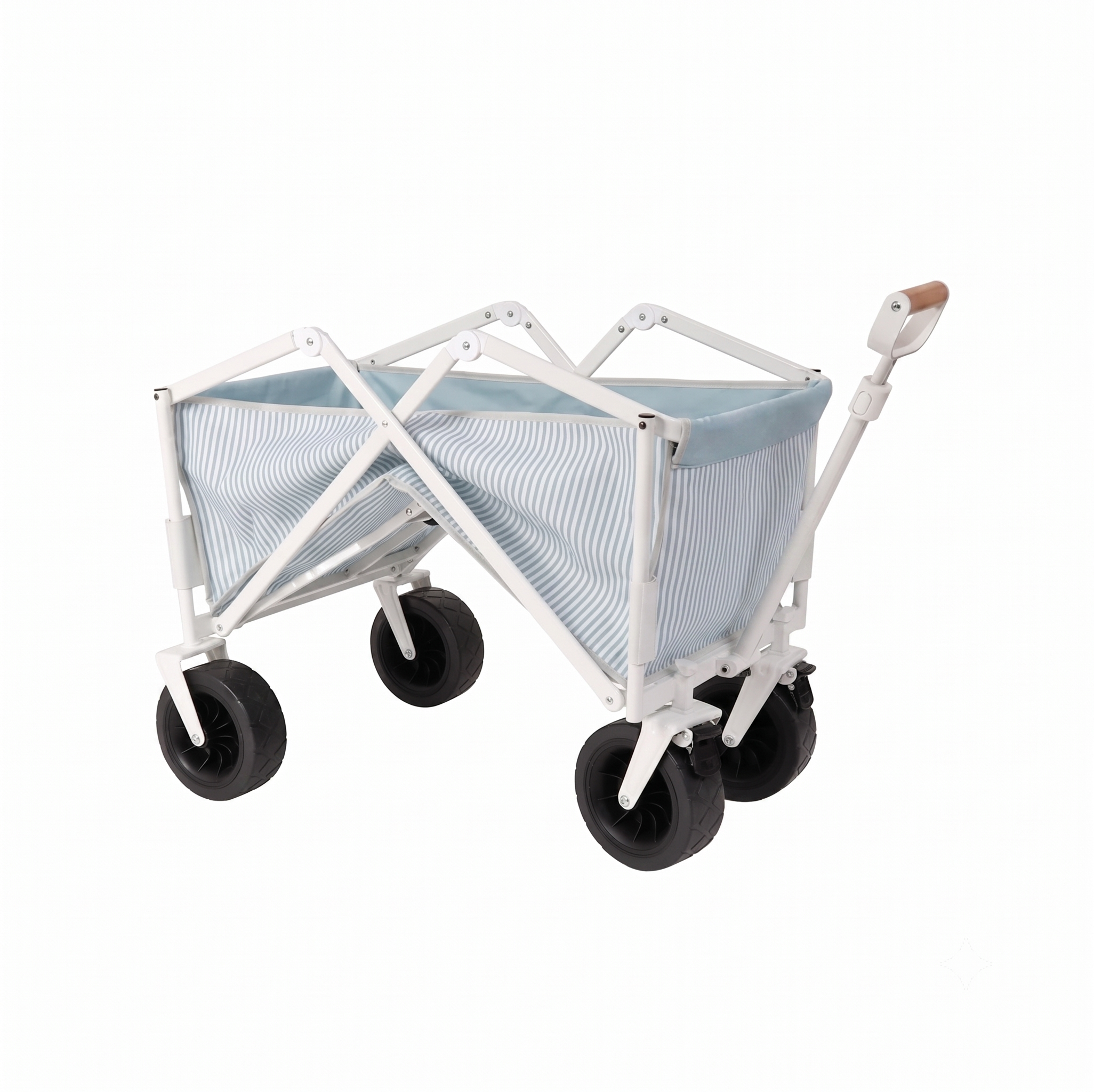 carrito de playa plegable celeste facil de guardar