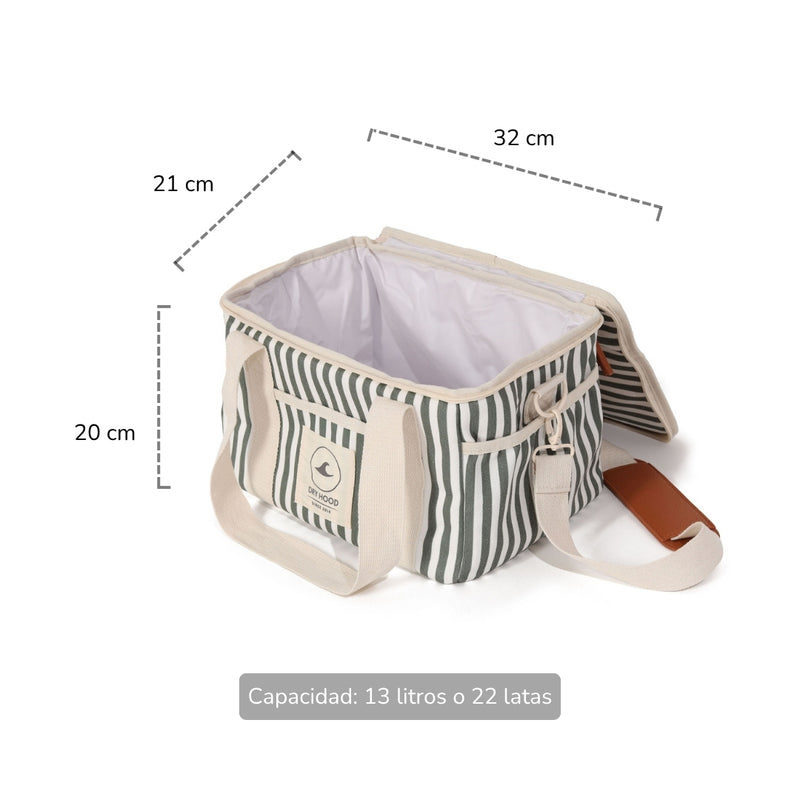 cooler lonchera verde rayas medidas